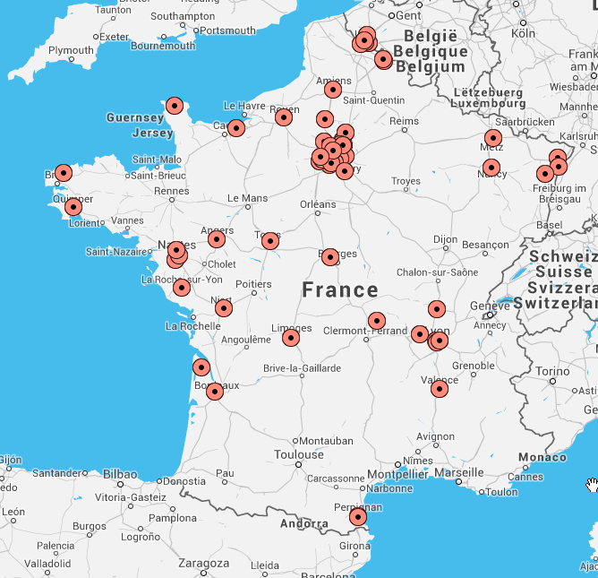 Localisation des top VARs pour les produits et services d'impression en France